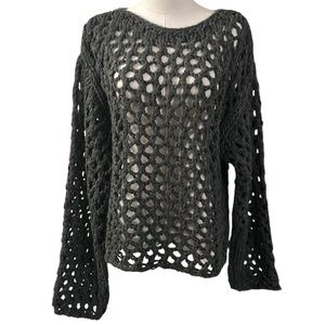ZARA charcoal grey crochet net style pullover size large
